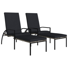 vidaXL 2 db szürke polyrattan napozóágy lábtartóval (317633) kerti bútor