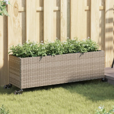 vidaXL 2 db szürke polyrattan növénytartó kerékkel 107x32x38 cm kerti tárolás