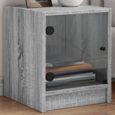 vidaXL 2 db szürke sonoma színű éjjeliszekrény üvegajtóval 35x37x42 cm bútor