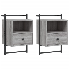 vidaXL 2 db szürke sonoma színű fali műfa éjjeliszekrény 40x30x61 cm (833440) bútor
