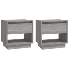 vidaXL 2 db szürke-sonoma színű forgácslap éjjeliszekrény 45x34x44 cm (812984) bútor