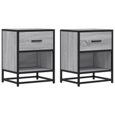vidaXL 2 db szürke-sonoma színű szerelt fa éjjeliszekrény 40x31x50 cm (848691) bútor