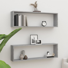 vidaXL 2 db szürke sonoma színű szerelt fa fali kockapolc 100x15x30 cm bútor