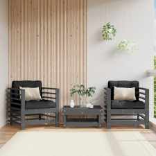 vidaXL 2 db szürke tömör fenyőfa kerti szék párnákkal kerti bútor
