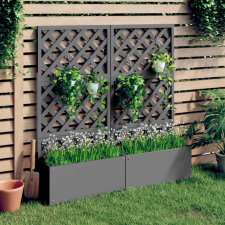 vidaXL 2 db szürke WPC rácsos ültetőláda 65 x 33 x 135 cm kerti tárolás