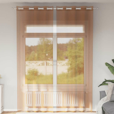 vidaXL 2 db terrakotta színű voile fátyolfüggönyök rojtokkal lakástextília