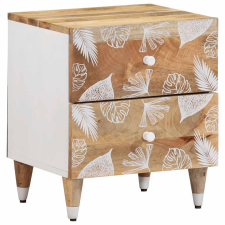 vidaXL 2 db tömör mangófa éjjeliszekrény 40x33,5x46 cm (4018663) bútor