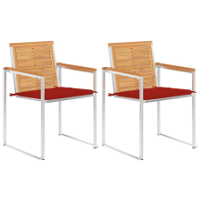 vidaXL 2 db tömör tíkfa és acél kerti szék párnával kerti bútor