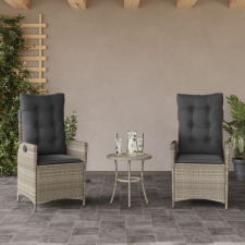 vidaXL 2 db világosszürke polyrattan dönthető kerti szék párnákkal kerti bútor