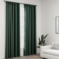 vidaXL 2 db zöld vászonhatású sötétítőfüggöny kampókkal 140 x 245 cm lakástextília