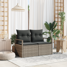vidaXL 2-Fős Kerti Kanapé Párnákkal Szürke Polyrattan kerti bútor