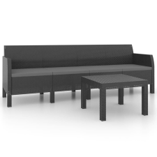 vidaXL 2 részes antracit PP rattan kerti bútorgarnitúra párnákkal (3079670) kerti bútor