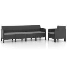 vidaXL 2 részes antracit PP rattan kerti bútorgarnitúra párnákkal (3079673) kerti bútor