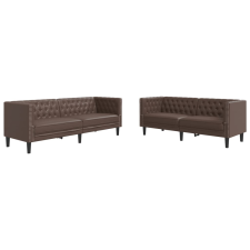 vidaXL 2 részes barna műbőr Chesterfield kanapégarnitúra (3209276) bútor