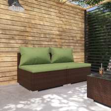 vidaXL 2-részes barna polyrattan kerti ülőgarnitúra párnákkal kerti bútor