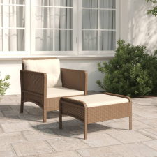 vidaXL 2 részes barna polyrattan kerti ülőgarnitúra párnákkal kerti bútor