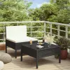  vidaXL 2-részes fekete polyrattan kerti bútorszett párnákkal