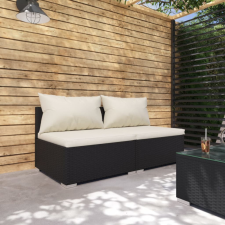 vidaXL 2-részes fekete polyrattan kerti ülőgarnitúra párnákkal kerti bútor
