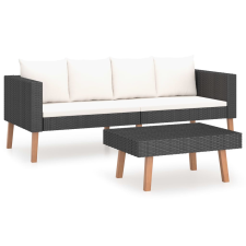 vidaXL 2 részes fekete polyrattan kerti ülőgarnitúra párnákkal (3059336) kerti bútor