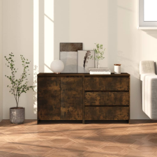 vidaXL 2 részes füstölt tölgyszínű szerelt fa tálalószekrény bútor