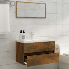 vidaXL 2 részes füstös tölgy színű szerelt fa fürdőszobai bútorszett fürdőszoba bútor