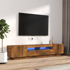 vidaXL 2 részes füstös tölgyszínű fa TV-szekrény szett LED-lámpákkal bútor