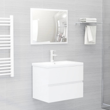vidaXL 2 részes magasfényű fehér forgácslap fürdőszobai bútorszett fürdőszoba bútor