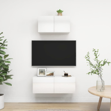 vidaXL 2 részes magasfényű fehér forgácslap TV-szekrényszett bútor