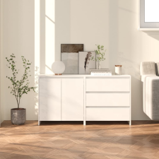 vidaXL 2 részes magasfényű fehér szerelt fa tálalószekrény bútor