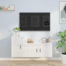 vidaXL 2-részes magasfényű fehér szerelt fa TV-szekrényszett bútor