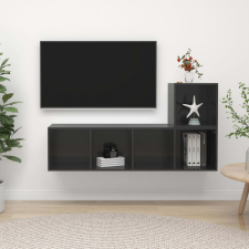 vidaXL 2 részes magasfényű szürke forgácslap TV-szekrény szett bútor