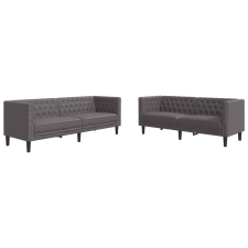 vidaXL 2 részes szürke műbőr Chesterfield kanapégarnitúra (3209277) bútor