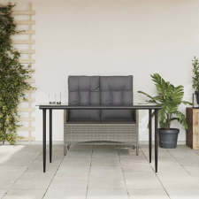 vidaXL 2 részes szürke polyrattan kerti étkezőgarnitúra párnákkal kerti bútor