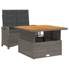 vidaXL 2 részes szürke polyrattan kerti étkezőgarnitúra párnákkal (3277343) kerti bútor