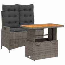 vidaXL 2 részes szürke polyrattan kerti étkezőgarnitúra párnákkal (3277466) kerti bútor