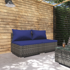vidaXL 2-részes szürke polyrattan kerti ülőgarnitúra párnákkal kerti bútor