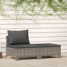 vidaXL 2 részes szürke polyrattan kerti ülőgarnitúra párnákkal kerti bútor