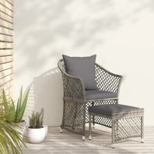 vidaXL 2 részes szürke polyrattan kerti ülőgarnitúra párnákkal kerti bútor