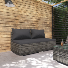 vidaXL 2 részes szürke polyrattan kerti ülőgarnitúra párnákkal kerti bútor