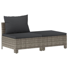 vidaXL 2 részes szürke polyrattan kerti ülőgarnitúra párnákkal (362690) kerti bútor