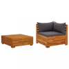 vidaXL 2 részes tömör akácfa kerti ülőgarnitúra párnákkal