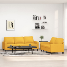 vidaXL 2 részes világossárga szövet ülőgarnitúra párnákkal bútor