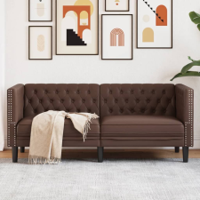 vidaXL 2 személyes barna műbőr Chesterfield kanapé bútor