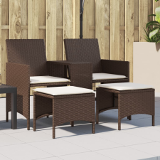 vidaXL 2 személyes barna polyrattan kerti kanapé asztallal/székkel kerti bútor