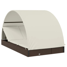 vidaXL 2 személyes barna polyrattan napágy kerek tetővel 211x112x140cm (319653) kerti bútor