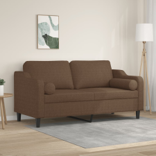 vidaXL 2 személyes barna szövet kanapé díszpárnákkal 140 cm bútor