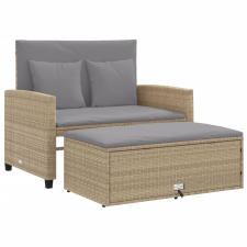 vidaXL 2 személyes bézs polyrattan kerti kanapé párnával (365136) kerti bútor