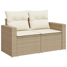 vidaXL 2 személyes bézs polyrattan kerti kanapé párnával (366078) kerti bútor