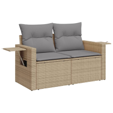vidaXL 2 személyes bézs polyrattan kerti kanapé párnával (366094) kerti bútor