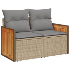 vidaXL 2 személyes bézs polyrattan kerti kanapé párnával (366099) kerti bútor